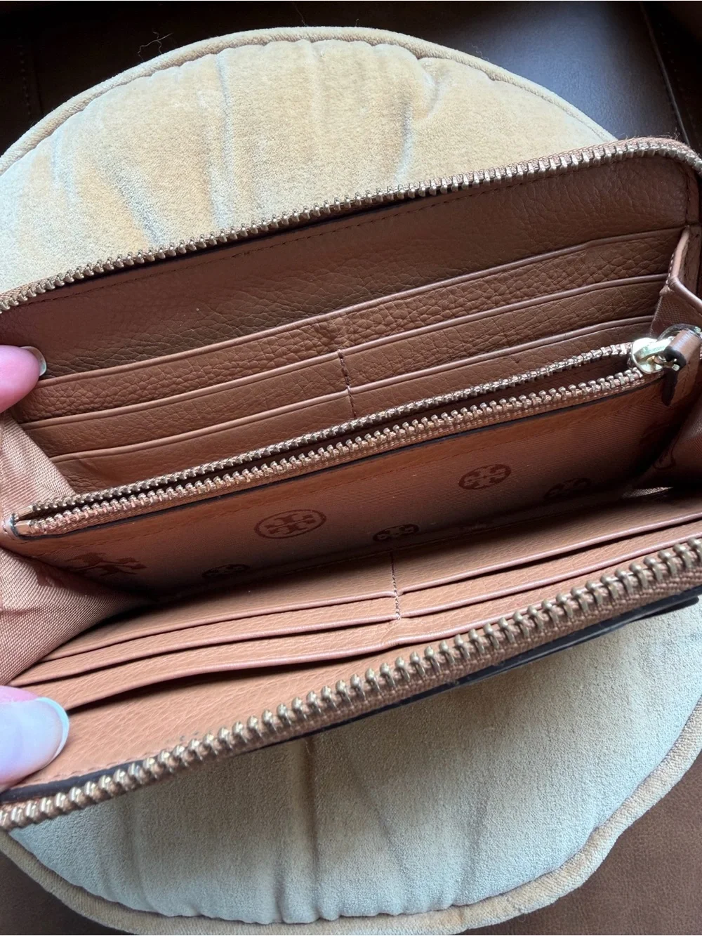 Tory Burch Tan Leather Zip Wallet